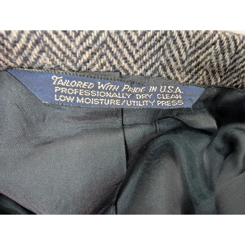 Vintage Tweed Herringbone Sport Coat Jacket Men's Classic Tailored‎ Gray READ
